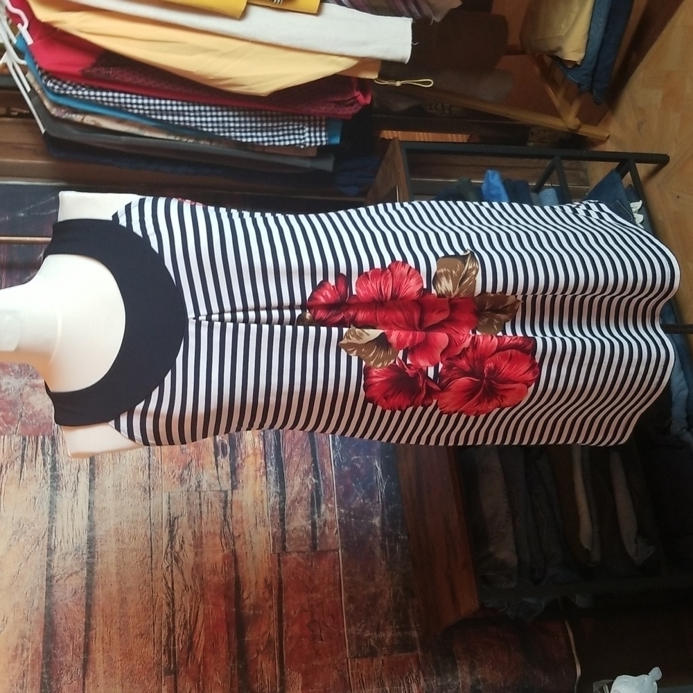 ENFOCUS | Striped Halter Neckline Knit Dress